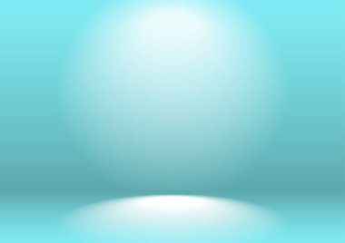 Sahne ışıklarıyla aydınlatılan mavi stüdyo. Çeşitli ürünleri çekmek için temiz bir arkaplan.