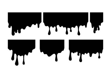 Damlayan boya. Geçerli damla. Siyah beyaz bir arka plan üzerinde leke bırakır. Vektör çizim.