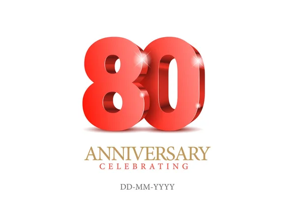 レッド ナンバー 80周年記念イベントパーティーのポスターテンプレート ベクトルイラスト — ストックベクタ
