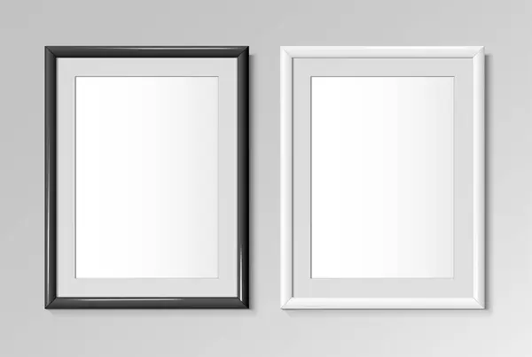 Reális Fekete Fehér Keretek Festmények Vagy Fényképek Vektorillusztráció — Stock Vector