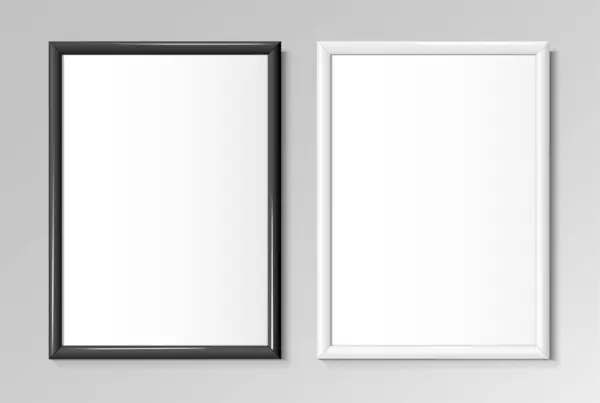 Realistic black and white frames for paintings or photographs. Vector illustration.