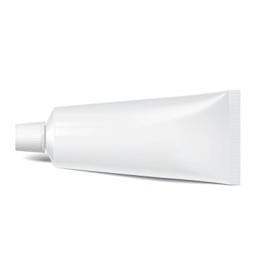 Gerçekçi küçük tüp. Kozmetik ürünleri, merhem, krem, diş macunu, zamk vektörü.