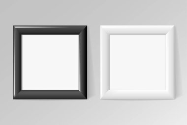 Resimler ve fotoğraflar için gerçekçi siyah beyaz çerçeveler. Vektör illüstrasyonu.