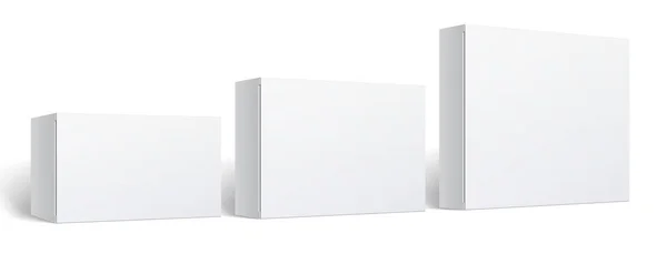 Gerçekçi Beyaz Paket Kutu Yazılım Elektronik Cihaz Diğer Ürünleri Için — Stok Vektör