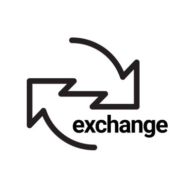 Ok simgesini değiştir. Sembol ya da amblem. Veri simgesi simgesi değiş tokuşu. Siyah ve beyaz amblem. vektör illüstrasyonu