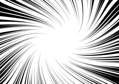 Siyah-beyaz kontrastlı ışınların arka planı daire şeklinde dizilmiş. Bir parıltı ya da parıltı görüntüsü. Kompozisyonun merkezine yoğunlaşın. Çeşitli grafik tasarımlar için. Vektör illüstrasyonu
