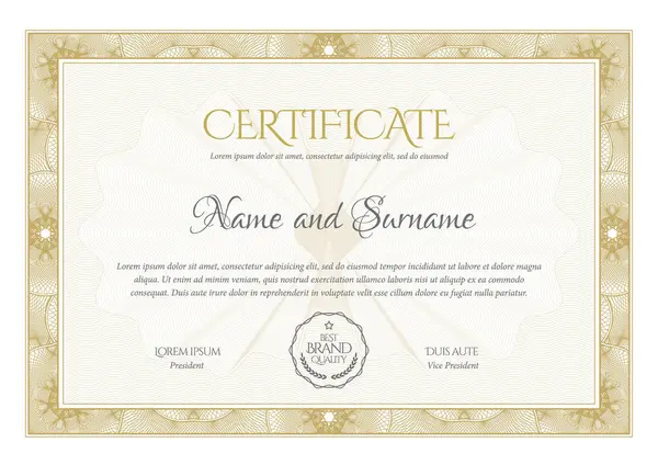 Certificate Template Diploma Modern Design Gift Certificate Frame Guilloche Pattern Vector Graphics