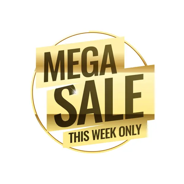 Mega Sale Gold Symbol Modern Dynamic Design Advertising Label Retail Royalty Free Stock Illustrations