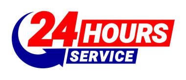 24 saat infaz ve teslimat ikonu siparişi. Renk sembolü ya da amblem ticari destek. Vektör illüstrasyonu