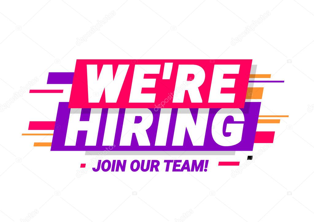 We're hiring. An ad for an advertising campaign at retail on the day of purchase. vector illustration