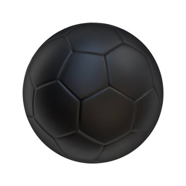 3D futbol topu simgesi siyah renk. 3d vektör render Sembol ya da amblem futbol. Vektör illüstrasyonu