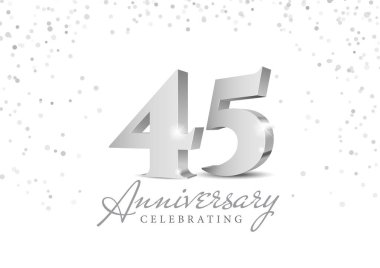 Yıldönümü 45. altın 3D numaraları. 45. yıl dönümü partisi için poster şablonu. Vektör illüstrasyonu