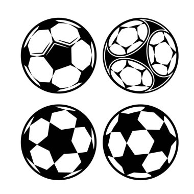 Futbol topu ikonları. Sembol ya da amblem. vektör illüstrasyonu.