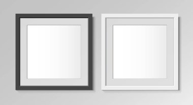 Resimler ya da fotoğraflar için gerçekçi düz kare siyah çerçeveler. Vektör illüstrasyonu.