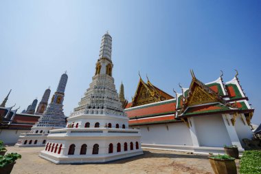 Wat Phra Kaew Büyük Sarayı 'nın içindeki yerler. Bunlar Bangkok, Tayland 'daki ana turistik merkezler..