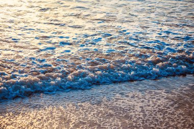 Dalgaların köpüğü sabah güneş ışığına vurur..