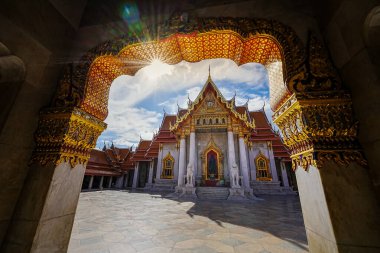 Marble Temple (Wat Benchamabophit) Wat Benchamabophit is one of the most popular places in Bangkok, Thailand, which is visited by tourists. clipart