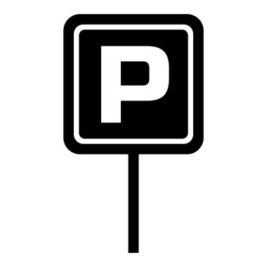 Araba park etme ikonu. Park yeri. Otoparkta. Otopark. Beyaz arkaplanda vektör simgesi izole edildi.