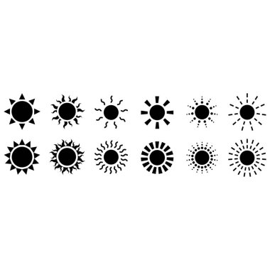 Güneş Simgeleri battı. Vektör çizim güneş ışınları