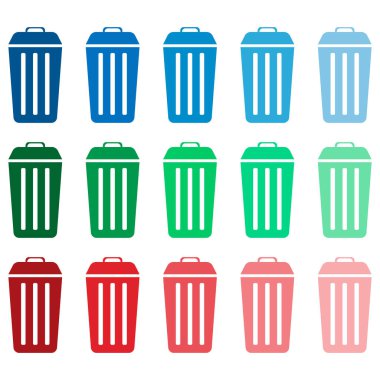 Recycle icon set, colorful buttons in 6 color options for webdesign and mobile applications