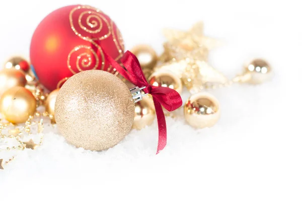 Weihnachts Oder Neujahrsdekoration Mit Weihnachtskugeln Ornamenten Kugeln Und Sternen — Stockfoto