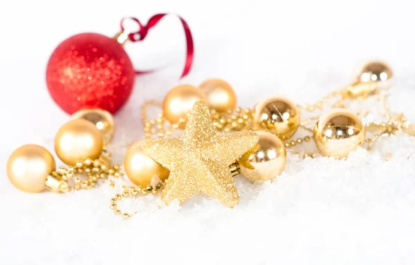 Kerst Nieuwjaarsversiering Met Kerstballen Ornamenten Kerstballen Sterren — Stockfoto