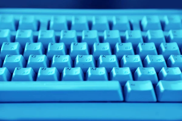 Keyboard Blue Light Close — Stock Photo, Image