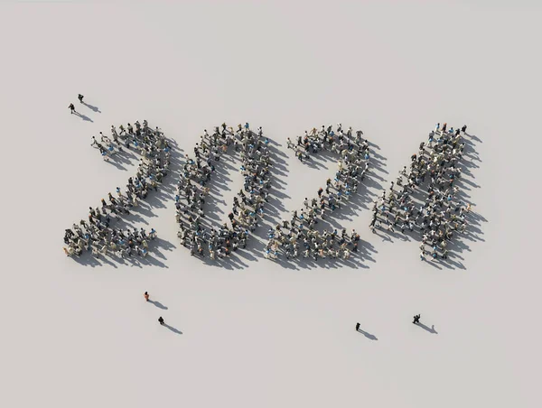 Menigte Als 2024 Nummers — Stockfoto