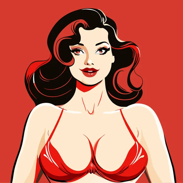 Belle Femme Lingerie Rouge — Image vectorielle