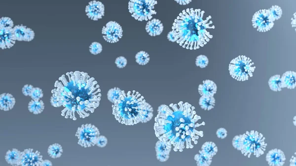 空飛ぶウイルス 抽象的な3Dイラスト — ストック写真
