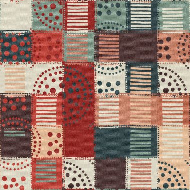 Etnik desenli halısız doku, kumaş dokusu, grunge arkaplan, boho tarzı, yama işi, 3d illüstrasyon