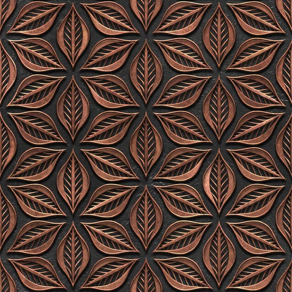 Nahtlose Textur Mit Schnittblumenmuster Bronze Und Kupferfarbe Panel Illustration Stockfoto
