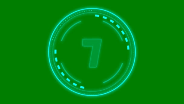 Countdown Анимация Зеленый Экран Видео Абстрактные Технологии Наука Инженерный Искусственный — стоковое видео