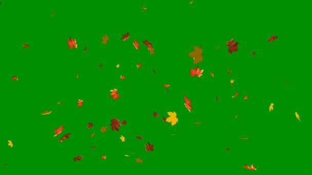 Löv Fallande Grön Skärm Abstrakt Teknik Vetenskap Teknik Artificialintelligence Sömlös — Stockvideo