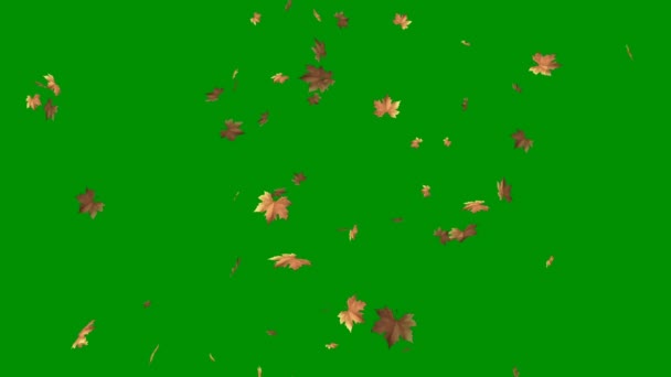 Löv Fallande Grön Skärm Abstrakt Teknik Vetenskap Teknik Artificialintelligence Sömlös — Stockvideo