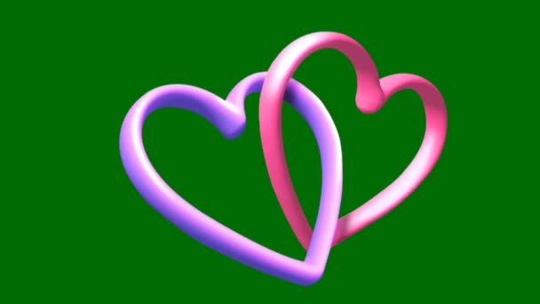 Сердце Любовь Вращается Зеленый Экран Анимация Абстрактные Технологии Наука Инженерный — стоковое видео