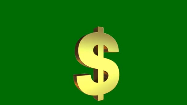 Dollar Sinal Rotativo Verde Tela Vídeo Animação Tecnologia Abstrata Ciência — Vídeo de Stock