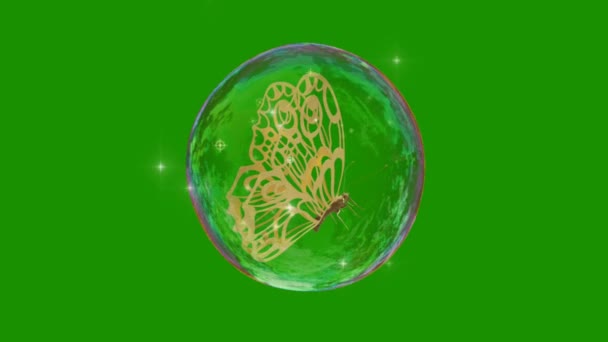 蝶の緑の画面 抽象技術 工学人工知能 シームレスループ4Kビデオ 3Dアニメーション 超高精細 4Kビデオ — ストック動画