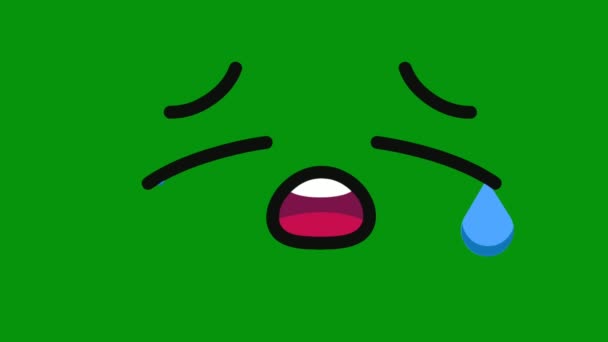 Crying Cartoon Face Green Screen Abstract Technology Science Engineering Artificialintelligence — Stock Video