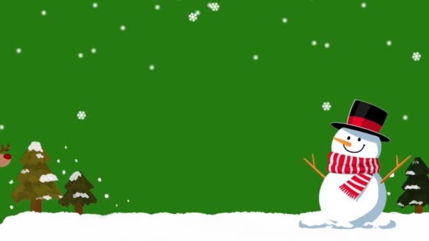 Santa Claus Saních Vysokým Rozlišením Vánočních Sobů Snadné Editovatelné Zelené — Stock video