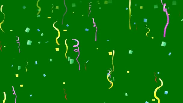 Confetti Vysoce Kvalitní Efekt Zelené Obrazovky Zeleném Pozadí Obrazovky Motion — Stock video