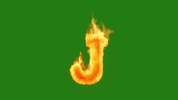 キャピタルレターは緑色のスクリーンで火で燃え 緑色のスクリーンの背景に火文字のアニメーション 火の文字 燃えるアルファベット 容易な編集可能な緑のスクリーンの高リゾリューション4Kビデオ — ストック動画