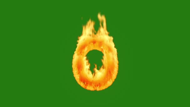 Κεφαλαίο Γράμμα Καίγεται Φωτιά Μια Πράσινη Οθόνη Φωτιά Επιστολή Animation — Αρχείο Βίντεο