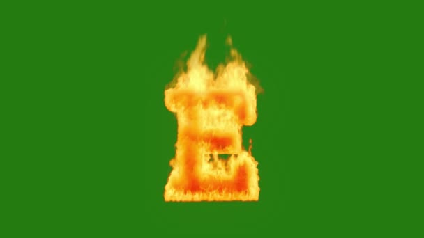 Заглавная Буква Горит Огнем Зеленом Экране Анимация Буквами Огня Зеленом — стоковое видео