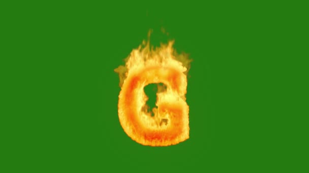 Капітальна Літера Горить Вогнем Зеленому Екрані Анімація Вогняної Літери Зеленому — стокове відео