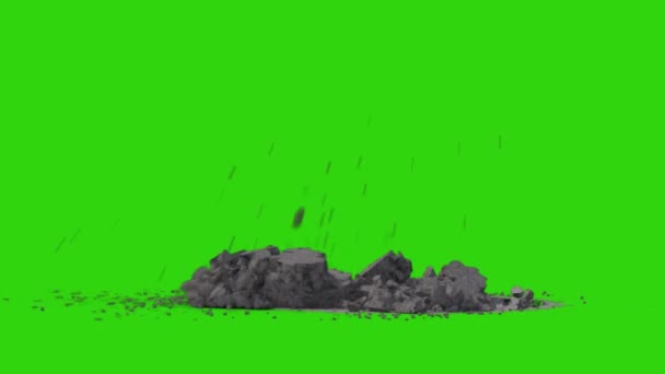 Destrucción Escombros Video Animado Pantalla Verde Alta Calidad Video Pantalla — Vídeos de Stock