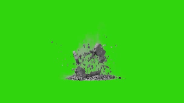 Destruction Debris Hoge Kwaliteit Geanimeerde Groene Scherm Video Gemakkelijk Bewerkbare — Stockvideo
