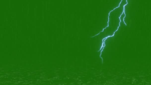 Deszcz Grzmotem Wysokiej Rozdzielczości Wideo Animowany Zielony Ekran Łatwy Edycji — Wideo stockowe