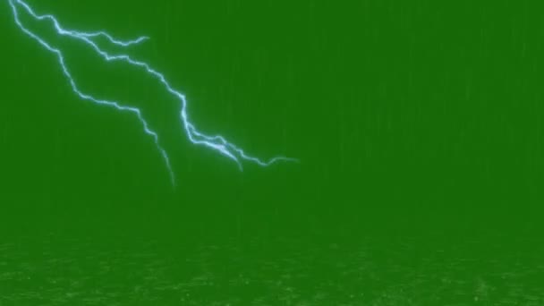 Pioggia Con Tuono Alta Risoluzione Video Animato Schermo Verde Facile — Video Stock