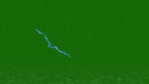 Pioggia Con Tuono Alta Risoluzione Video Animato Schermo Verde Facile — Video Stock